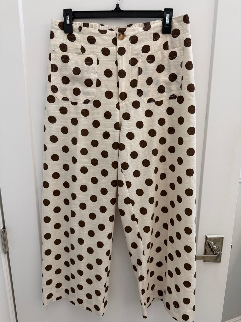 JODIFL Cream Pants with Brown Polka Dots